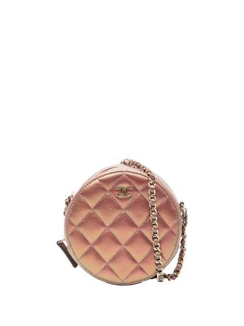 CHANEL Pre-Owned 2020 Quilted Iridescent Lambskin Round Clutch With Chain crossbody bag Purple OFXC9MEY9OY2OD8E