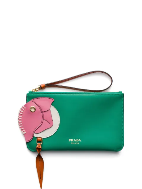 Prada leather zipper pouch Green 1MB0802G5V