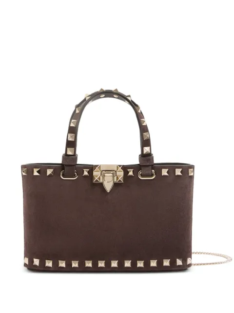 Valentino Garavani Rockstud mini suede tote bag Brown WP0AT0KQQ