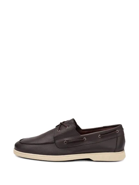 FRAU grained leather boat shoes Brown 32M1