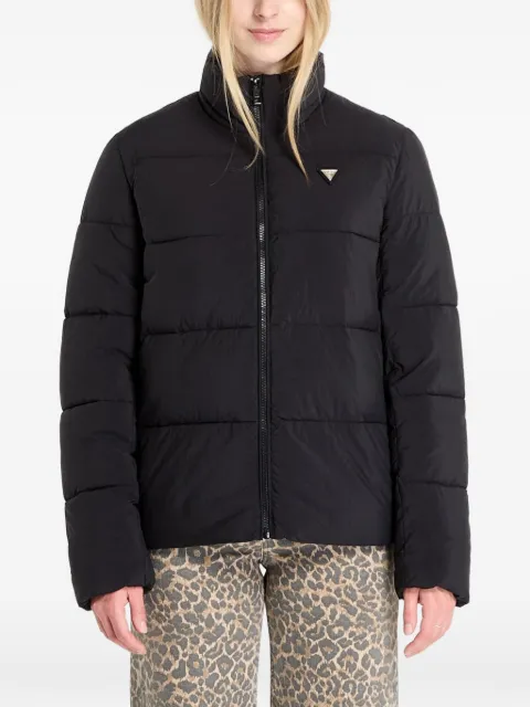 GUESS USA quilted logo-plaque jacket Black V4YL03WFUD0JBLK