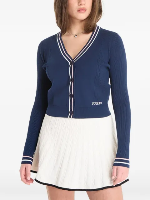 GUESS USA striped-trim cardigan Blue V6RR03Z4652G7R1