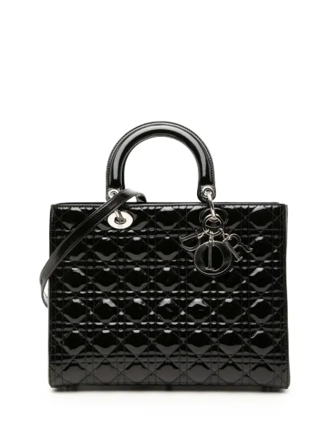 Christian Dior Pre-Owned 2013 Large Patent Cannage Lady Dior satchel Black PVY0FR7L6ZBDCE4R