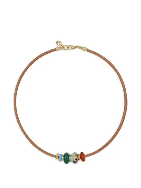 Roxanne Assoulin Leather Stone Slider necklace Brown RXS26N146C