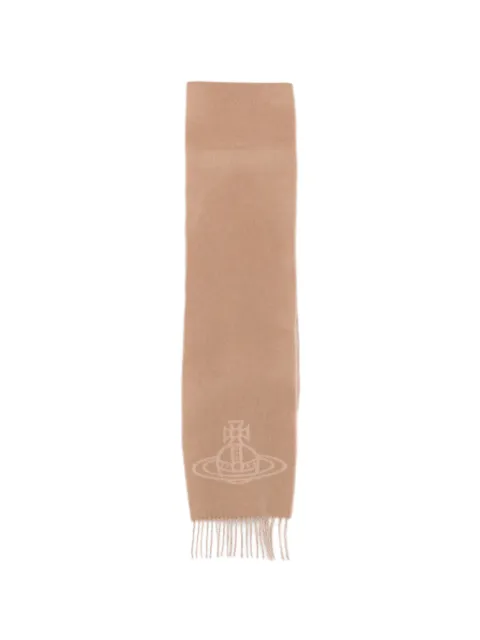 Vivienne Westwood Orb-motif fringed scarf Neutrals 81030006W01MK
