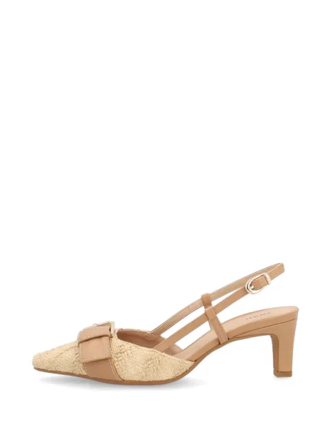 FRAU buckle-detail raffia pumps Neutrals 81F2
