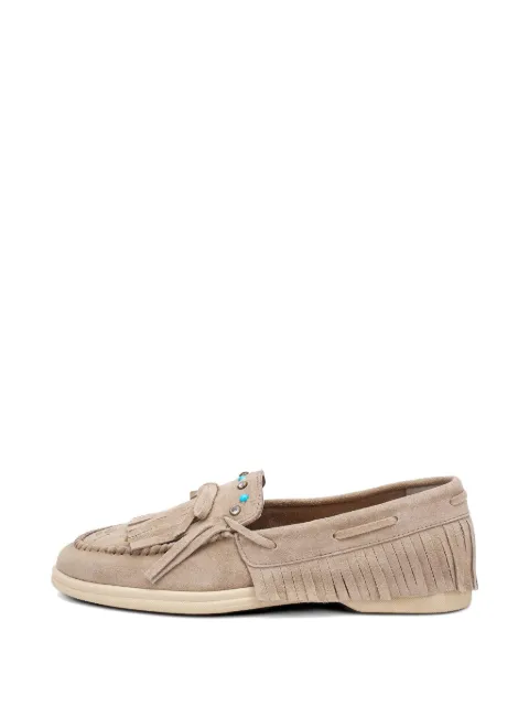 FRAU fringed-detail bead-embellished derby shoes Neutrals 33F5