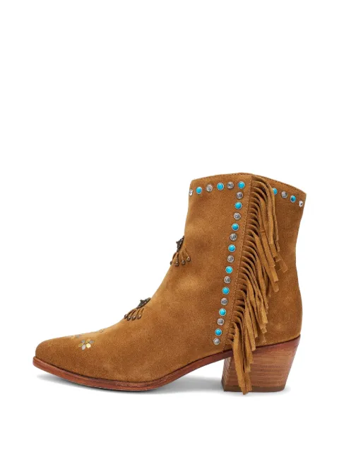 FRAU fringed stud-embellished ankle boots Brown 07B5