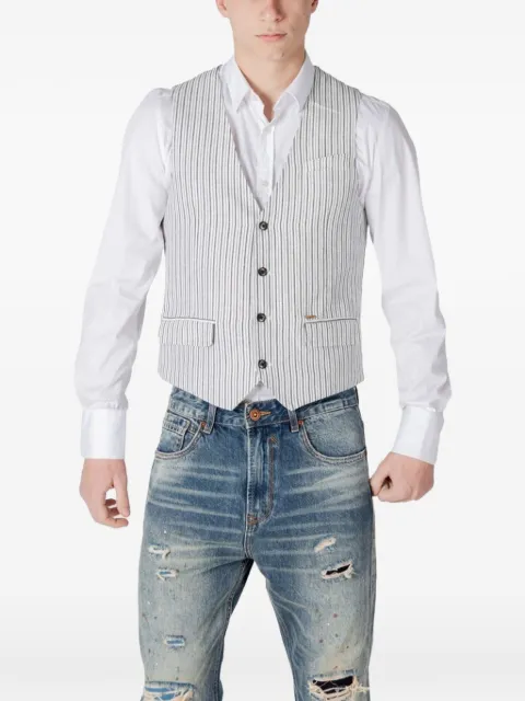 GIANNI LUPO pinstripe waistcoat Black GL9811