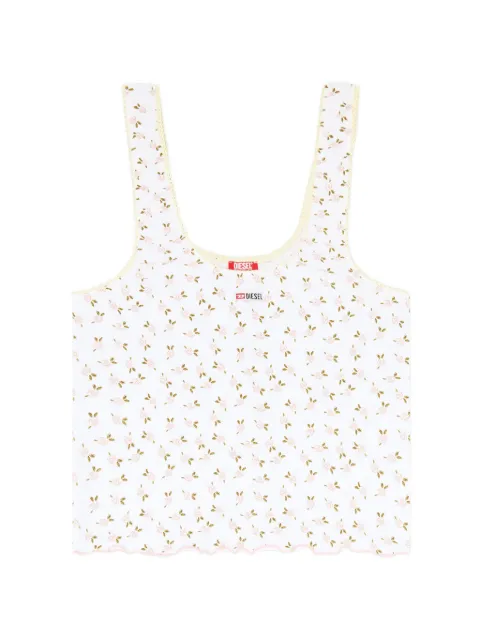 Diesel stretch cotton top with floral print White A225610TJBP