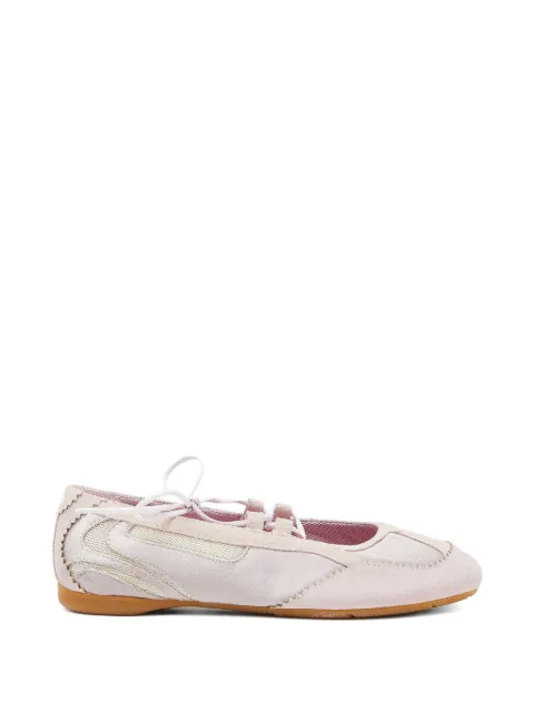 Diesel D-Mile lace-up ballerina flats in leather and mesh Pink Y04003P7777