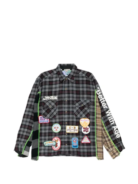 Better with Age patch-detail checked shirt Grey SS26PFGEN1