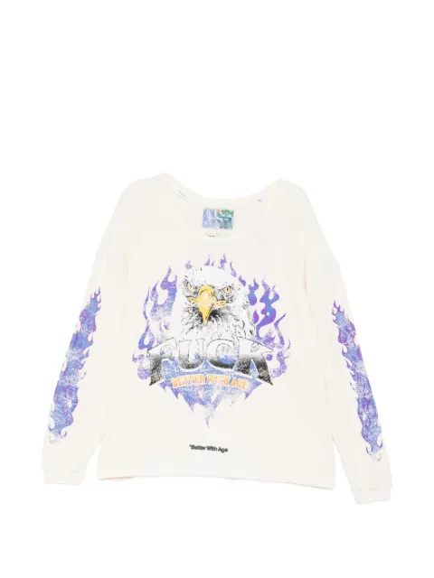 Better with Age eagle-print long-sleeve T-shirt Neutrals SS26WLSVAN