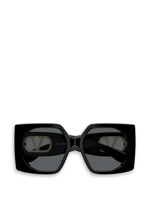 VALENTINO GARAVANI EYEWEAR V-logo geometric-frame sunglasses Black VG0002S001