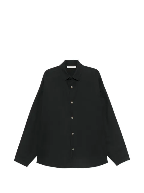 FEAR OF GOD ESSENTIALS logo-embroidered press-stud overshirt Black 192SP266951F