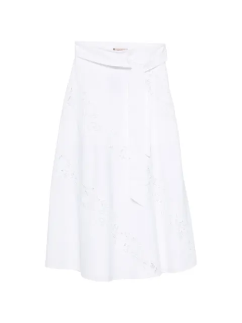TWINSET long poplin and broderie anglaise skirt White 261TT2030