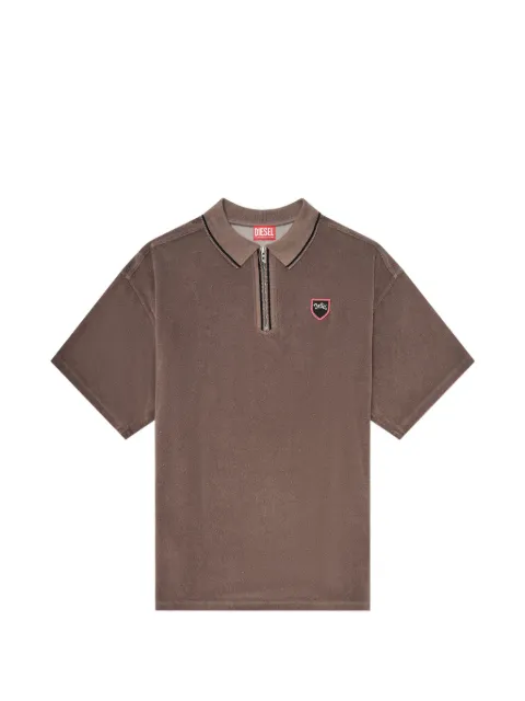 Diesel chenille polo shirt with shield patch Brown A232740WEBG