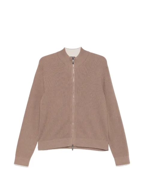 Peserico ribbed-knit zip-up cardigan Brown R59469F149108M49M