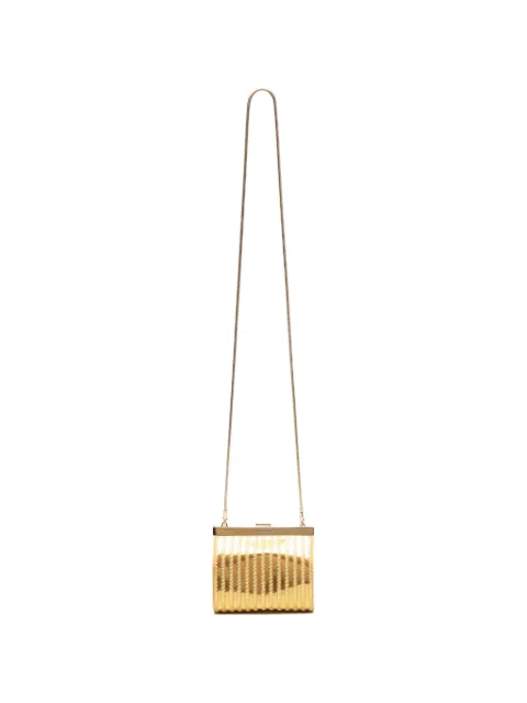 Alberta Ferretti metallic-effect logo-detail clutch bag Gold A84048215
