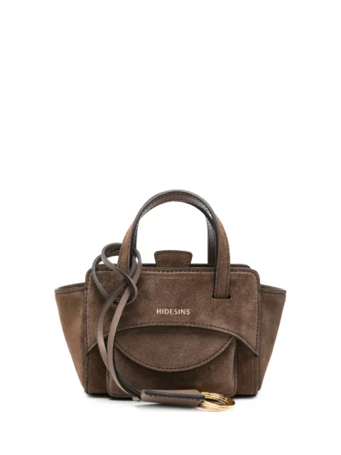 HIDESINS mini logo-print suede tote bag Brown FL14SDCHO