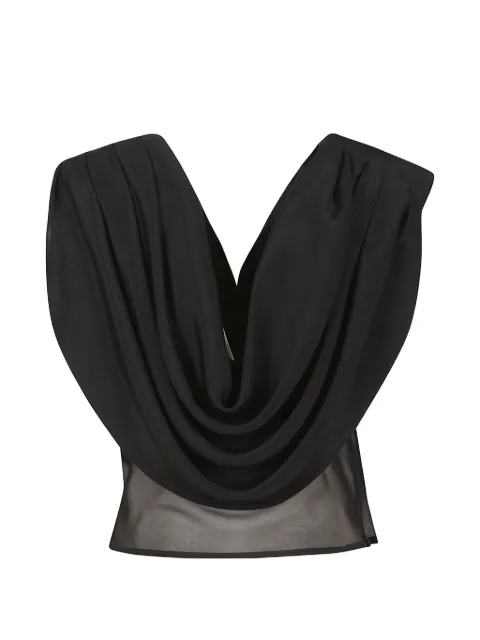 La Collection Marcia draped sheer top Black MARCIATOP