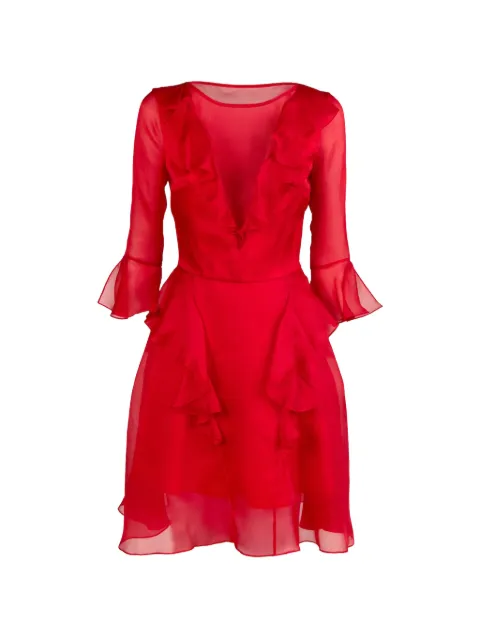 Catalina Rhea ruffled silk dress Red RHEARSO38