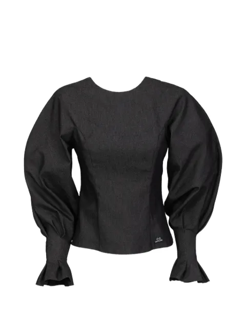 Catalina Chiara puff-sleeve blouse Black CHIARANROSM