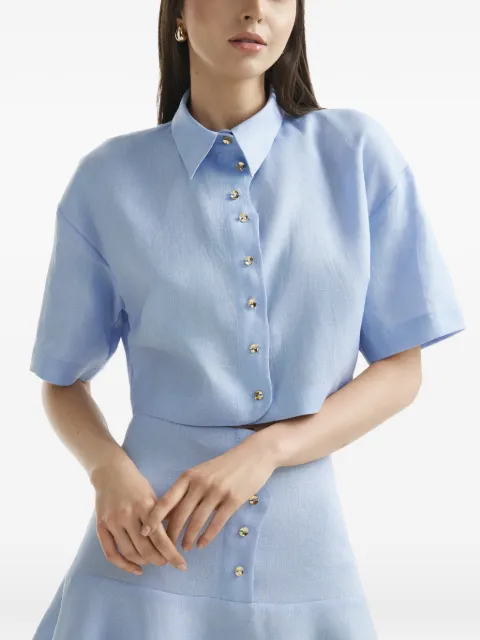 Mia Peculiar short-sleeves cropped shirt Blue 05MPCS01