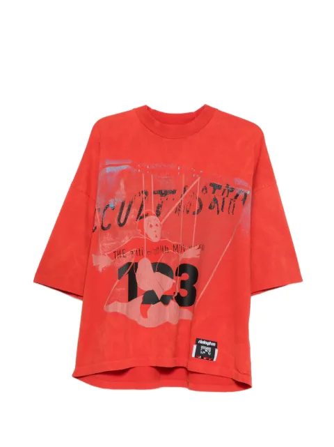 RRR123 Left Out graphic-print oversized T-shirt Orange LEFTSS60