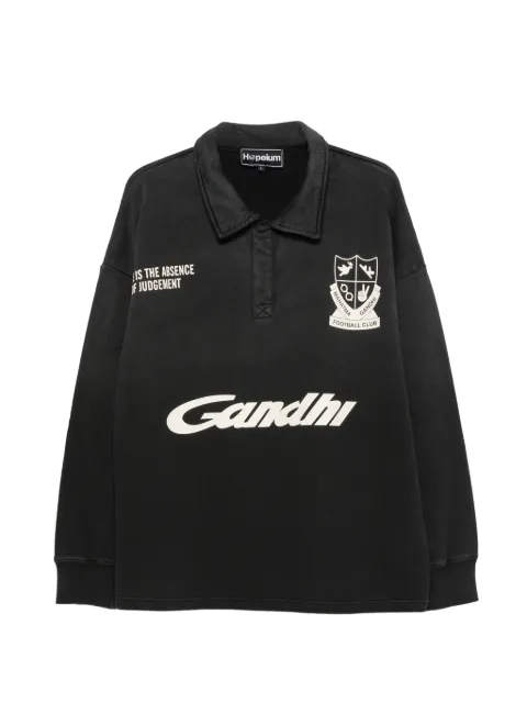 HOPEIUM logo-print polo-collar sweater Brown FOOTBALLPOLOSWEAT