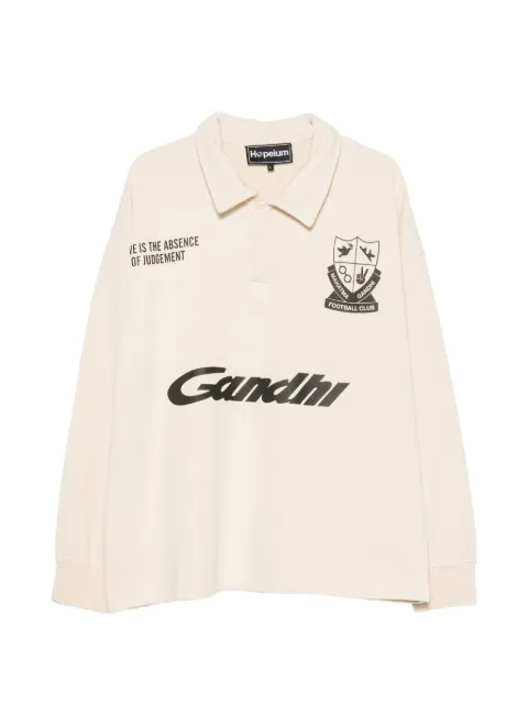 HOPEIUM logo-print polo-collar sweater Neutrals FOOTBALLPOLOSWEAT