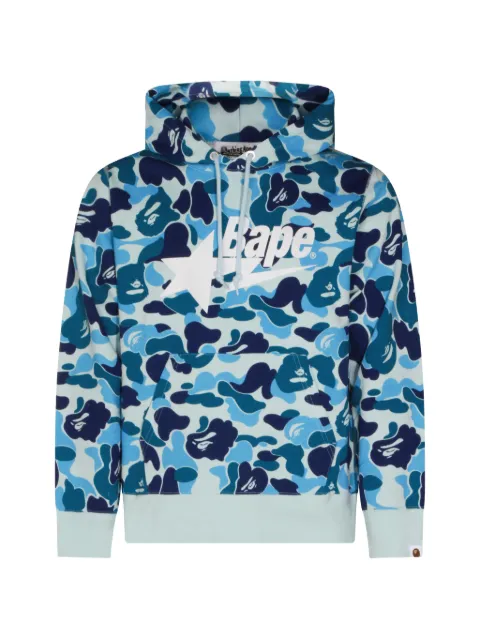 BAPE BLACK by *A BATHING APE® camouflage-print logo-print hoodie Blue 001PPM301006MBLUE