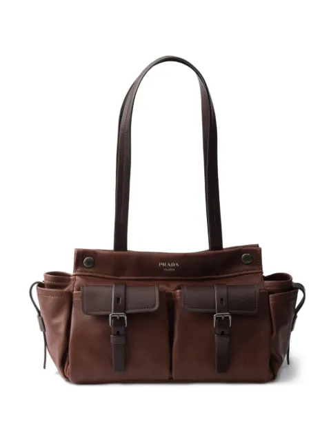 Prada Route medium leather tote bag Brown 1BG645VOOO2G6F