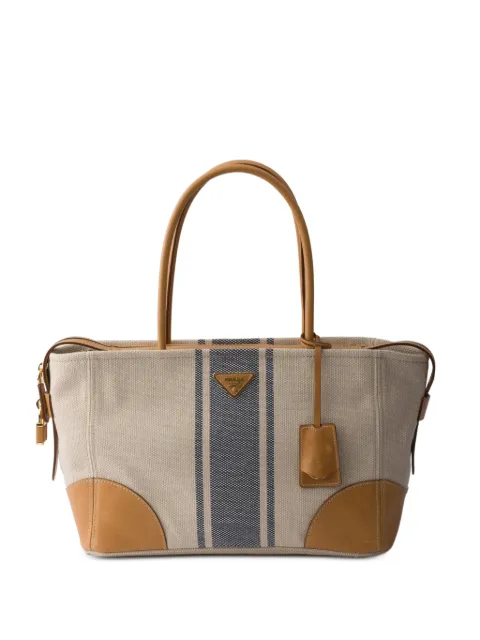 Prada large canvas and leather tote bag Neutrals 1BG659VOOO2ZPW