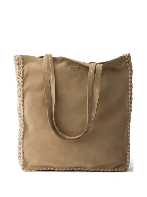 Prada large suede and crochet tote bag Neutrals 1BG658VOOO2FP1
