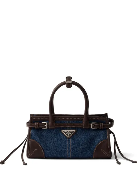 Prada Bonnie small denim and leather handbag Blue 1BA486VOFO2GCF