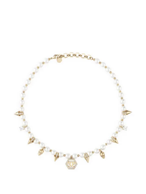 Philipp Plein spiked pearl necklace Gold PJ8EA06NU