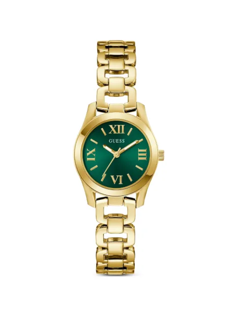 GUESS USA chain-link quartz 28mm watch Green GW0927L2