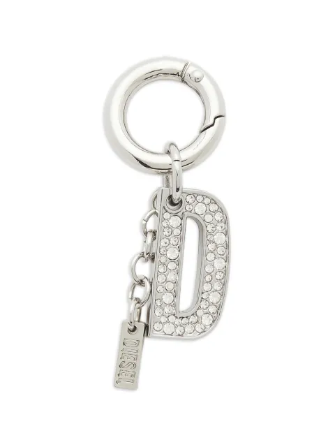 Diesel rhinestone-embellished D-pendant keyring Silver X10874P9132