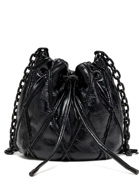 Diesel Charm-D diamond-quilted bucket bag Black X10346P9070