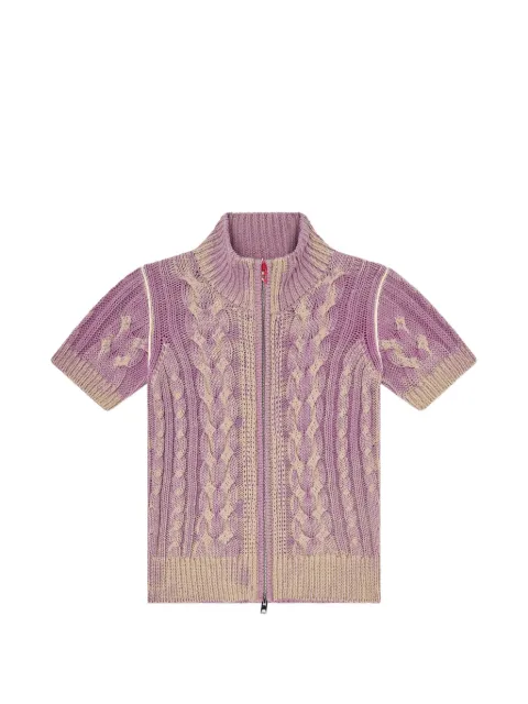 Diesel cable-knit short-sleeve cardigan Purple A230690PLDX