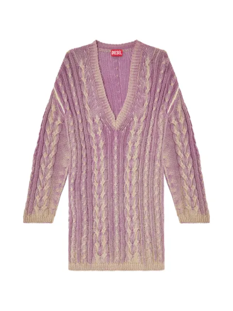 Diesel cable-knit V-neck mini dress Purple A230680PLDX