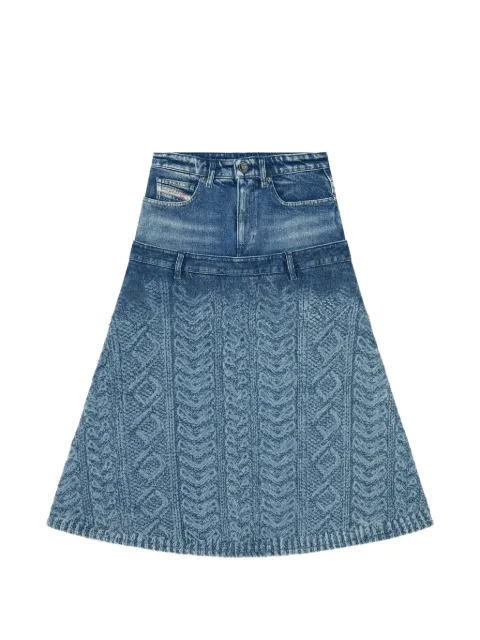 Diesel midi skirt in cable-knit-effect denim Blue A23625007EV