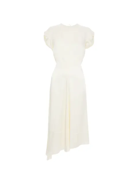 Victoria Beckham Twist Shoulder asymmetric-hem midi dress White 1226WDR007229A