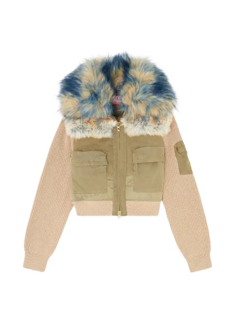 Diesel bomber jacket with rib-knit and plush trims Neutrals A221330CJCH