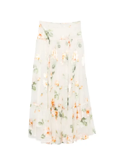 ZIMMERMANN Carousel burnout midi skirt White 7883SS263