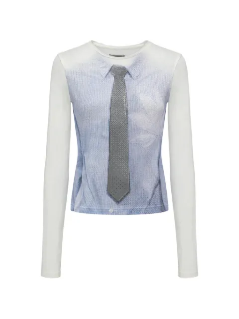 Feng Chen Wang tie-print long-sleeve T-shirt White FWS21LS04