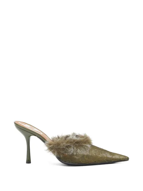 Diesel D-Ten&Half mules in nylon with fuzzy trim Green Y03994P7724HB595