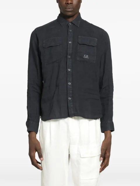 C.P. Company linen flap-pocket shirt Grey 20CMSH274A110533G888