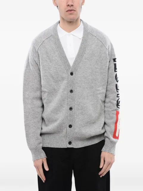 Diesel logo-embroidered V-neck cardigan Grey A123690EKAS